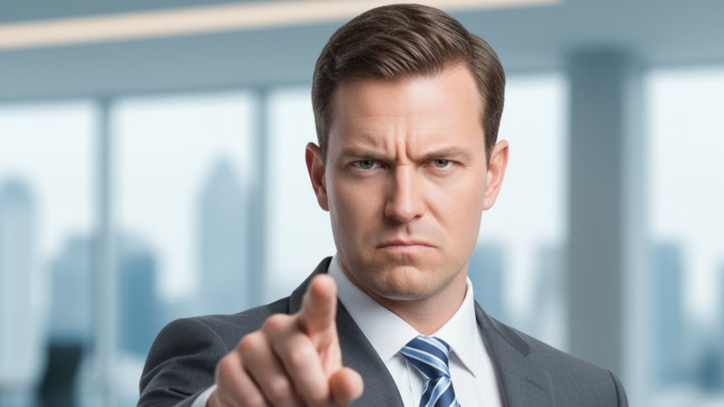 Ilustrasi pemimpin yang sedang marah.