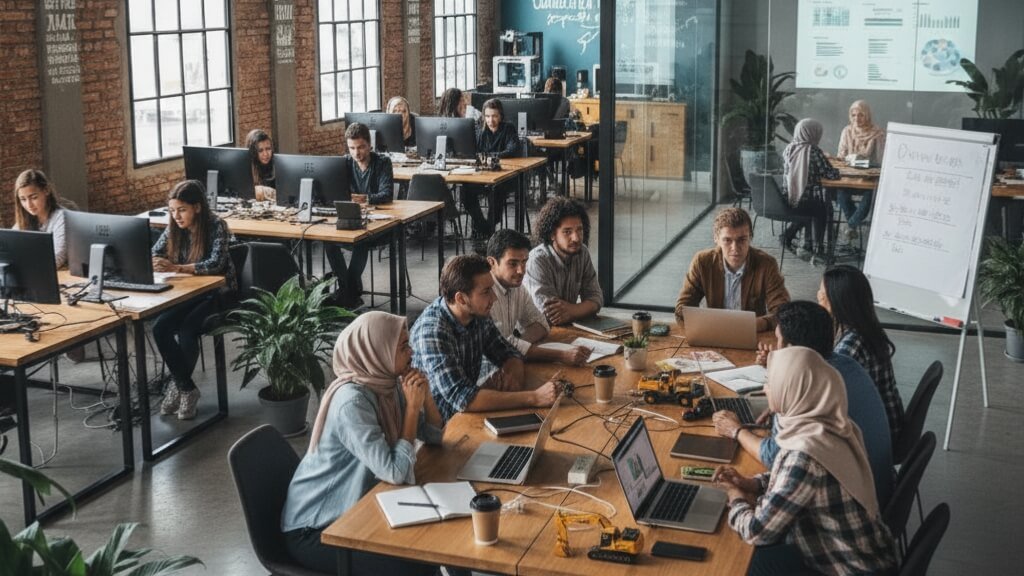 Ilustrasi gambar tempat Startup incubator center.